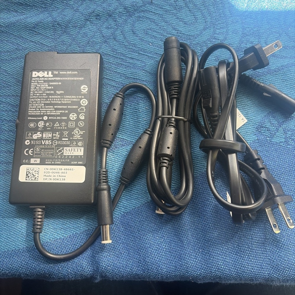 Dell Auto Air AC Adapter 19.5V 3.34A 65W Laptop Charger DA65NS3-00